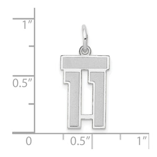 14k White Gold Small Satin Number 11 Charm