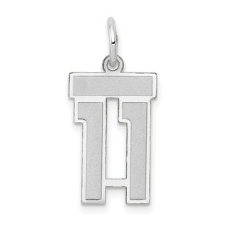 14k White Gold Small Satin Number 11 Charm