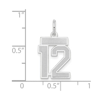 14k White Gold Small Satin Number 12 Charm