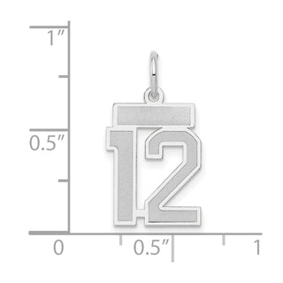 14k White Gold Small Satin Number 12 Charm
