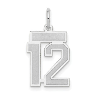 14k White Gold Small Satin Number 12 Charm