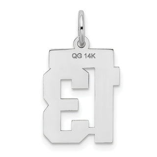14k White Gold Small Satin Number 13 Charm