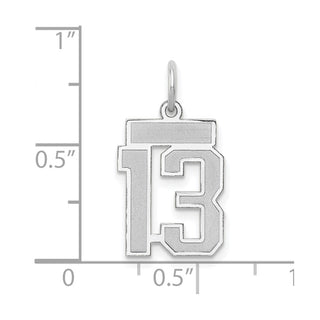 14k White Gold Small Satin Number 13 Charm