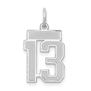 14k White Gold Small Satin Number 13 Charm