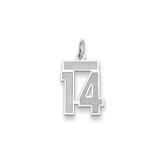14k White Gold Small Satin Number 14 Charm