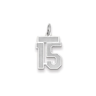 14k White Gold Small Satin Number 15 Charm
