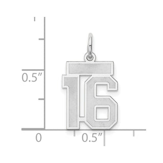 14k White Gold Small Satin Number 16 Charm