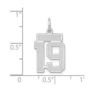 14k White Gold Small Satin Number 19 Charm