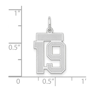 14k White Gold Small Satin Number 19 Charm