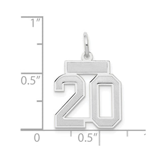 14k White Gold Small Satin Number 20 Charm