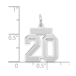 14k White Gold Small Satin Number 20 Charm