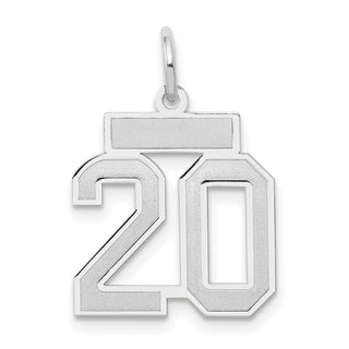 14k White Gold Small Satin Number 20 Charm