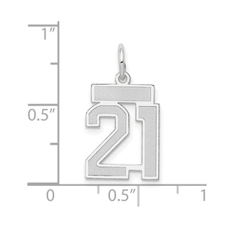 14k White Gold Small Satin Number 21 Charm