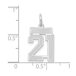 14k White Gold Small Satin Number 21 Charm
