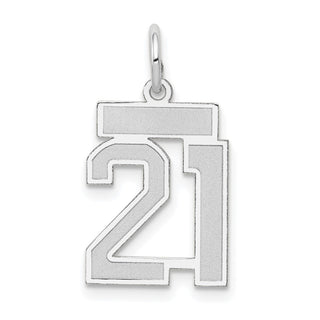 14k White Gold Small Satin Number 21 Charm