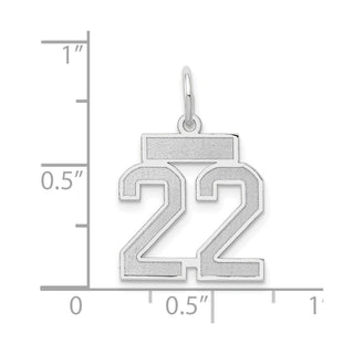 14k White Gold Small Satin Number 22 Charm