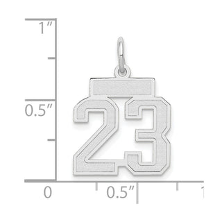 14k White Gold Small Satin Number 23 Charm