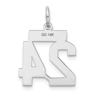 14k White Gold Small Satin Number 24 Charm