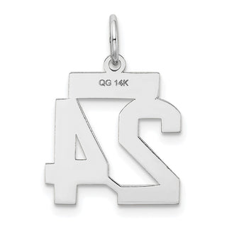 14k White Gold Small Satin Number 24 Charm