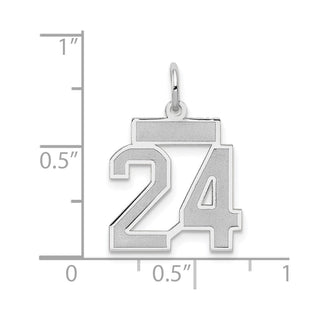 14k White Gold Small Satin Number 24 Charm
