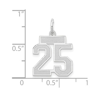 14k White Gold Small Satin Number 25 Charm