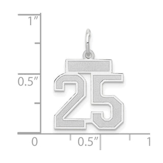 14k White Gold Small Satin Number 25 Charm