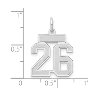 14k White Gold Small Satin Number 26 Charm