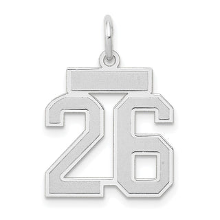 14k White Gold Small Satin Number 26 Charm