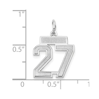 14k White Gold Small Satin Number 27 Charm