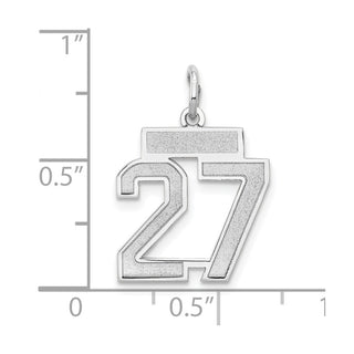 14k White Gold Small Satin Number 27 Charm