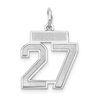 14k White Gold Small Satin Number 27 Charm