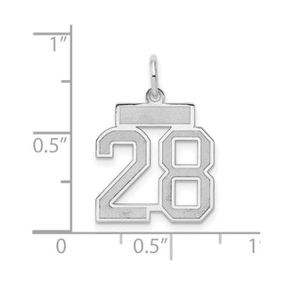 14k White Gold Small Satin Number 28 Charm
