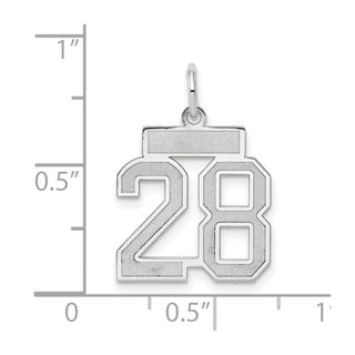 14k White Gold Small Satin Number 28 Charm
