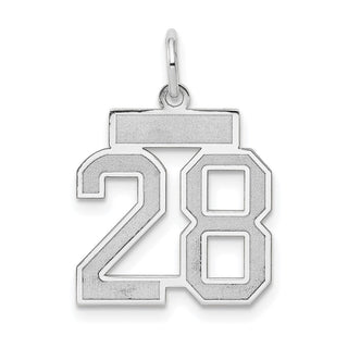 14k White Gold Small Satin Number 28 Charm