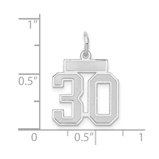 14k White Gold Small Satin Number 30 Charm