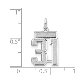 14k White Gold Small Satin Number 31 Charm