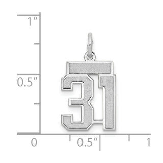 14k White Gold Small Satin Number 31 Charm