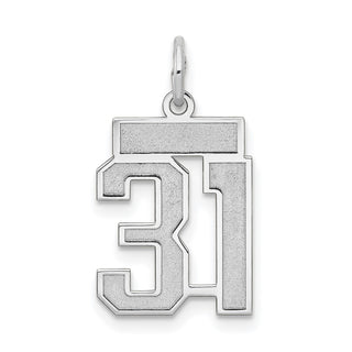 14k White Gold Small Satin Number 31 Charm
