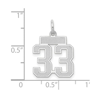 14k White Gold Small Satin Number 33 Charm