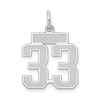 14k White Gold Small Satin Number 33 Charm