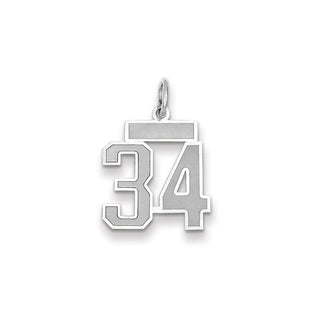 14k White Gold Small Satin Number 34 Charm