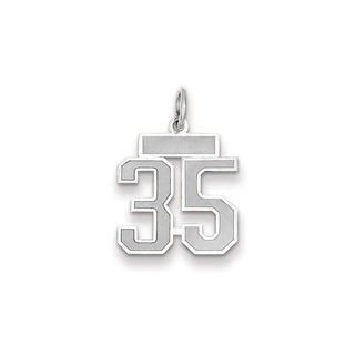 14k White Gold Small Satin Number 35 Charm