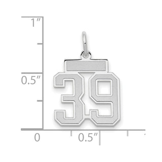 14k White Gold Small Satin Number 39 Charm