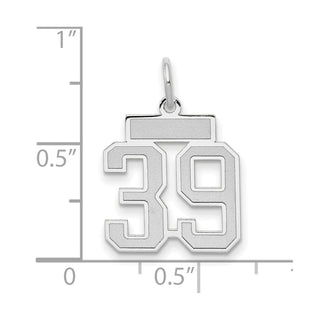 14k White Gold Small Satin Number 39 Charm