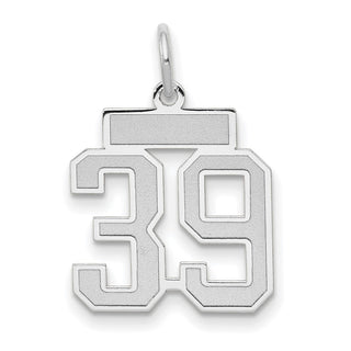 14k White Gold Small Satin Number 39 Charm