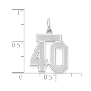 14k White Gold Small Satin Number 40 Charm