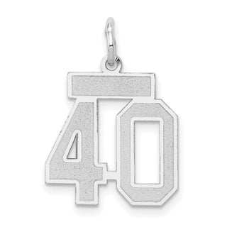 14k White Gold Small Satin Number 40 Charm