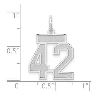 14k White Gold Small Satin Number 42 Charm
