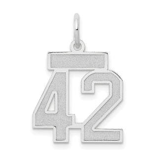 14k White Gold Small Satin Number 42 Charm