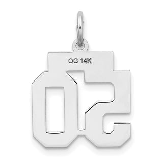 14k White Gold Small Satin Number 50 Charm